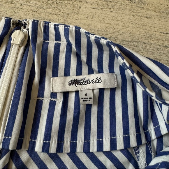 NWOT Madewell Poplin Flared Midi Skirt in Stripe Cotton Navy White Sz 6 NO935 - Picture 8 of 13